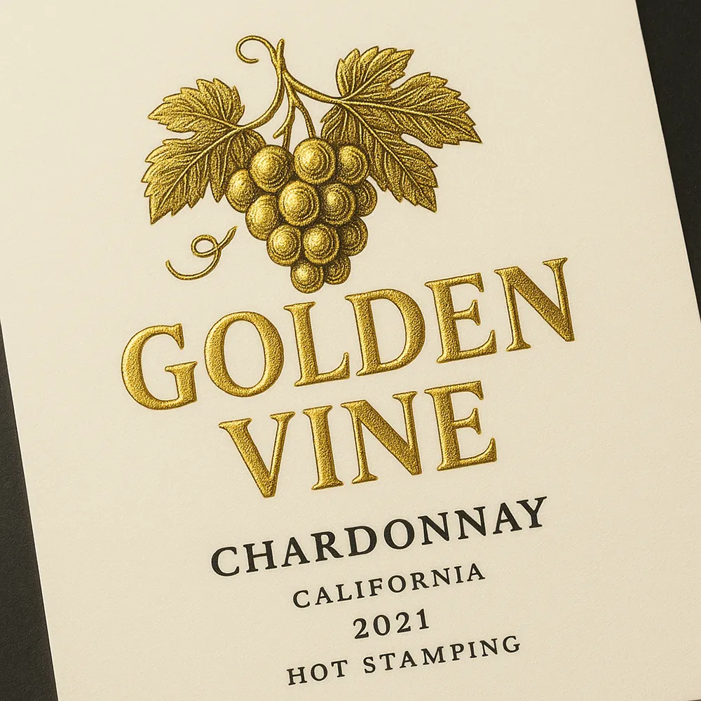 Etiqueta de vino en Hot Stamping folia dorada